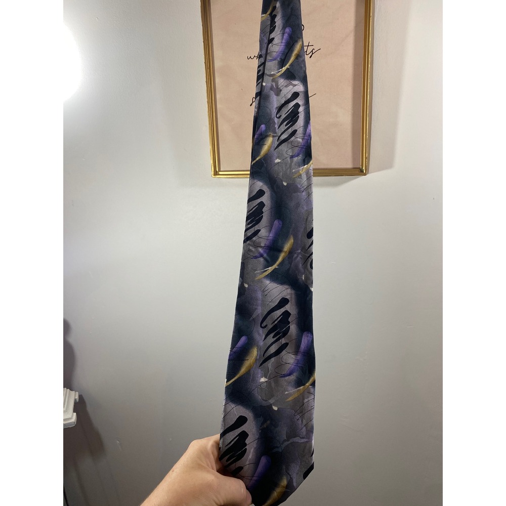 J. Garcia Like a Twittering Machine Silk Tie Grey Purple Abstract Collection 40